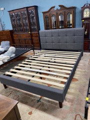 Grey Upholstered Queen Bed Frame