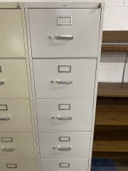 Grey HON Five-Drawer Filing Cabinet with Key