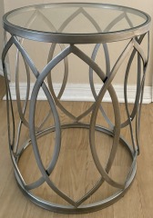 Accent Table, glass top, silver metal frame base