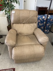 Tan Leather Manual Recliner