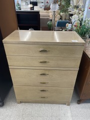 Light Retro 6 Drawer Bureau