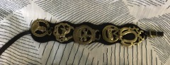 Horse Brass Leather Strap Antique From England FIVE Horse Brasses