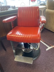 1960's Red Leather Barber Chair