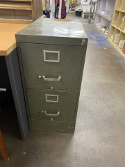 Vintage Rusty Green Two Drawer Filing Cabinet