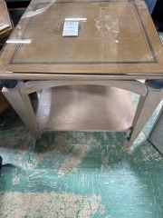 Basset Brand Glass Top Accent Table