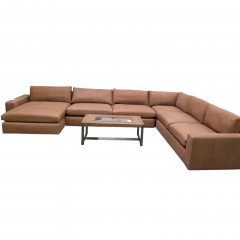Arhaus Remington 4pc Brown Leather Sectional