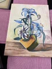 Sophisticated Blue Lilies Original Painting