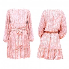 2505P8 | OLIPHANT Long Sleeve Flirty Short Dress | MEDIUM | BALI PINK