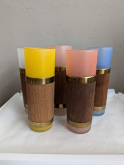 Libbey Teak Pastel Glasses Set of 5