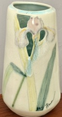 Vtg. Iris Vase, Hand-painted, Signed by Robert Finn