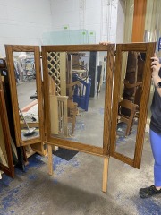 Trifold Wood Dresser Mirror