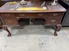 Leather Inlay Dark Wood Desk