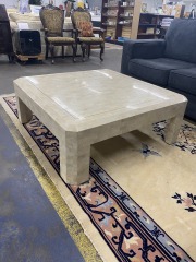Maitland-Smith Tesselated Stone & Brass Inlay Coffee Table