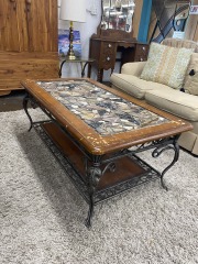 Stone Mosaic & Metal Coffee Table