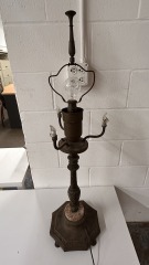 Antique Rembrandt Brass and Marble Lamp