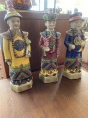 Vintage Chinese Emperor 3 Generational Qing Figurines (set of 3)