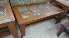 Wood Slate Tile Top Coffee Table
