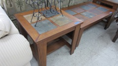 Wood Slate Top End Table