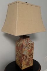 Unique Table Lamp, Base Painted in Abstract Florals
