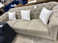 Green 3 Cushion Tufted Sofa