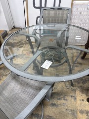 Glass\/Metal Patio Table W\/2 Chairs