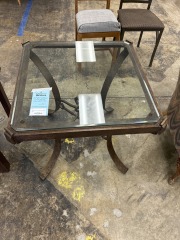 Metal Brass End Table with Glass Top