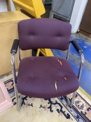 Fine Plum & Chrome Armchair (Each)