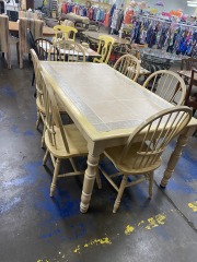 Cute Country Tile Top Dining Table & Six Chairs