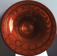Modern Bowl, Unique Textured Patterns, Lacquerware, Reddish-Brown