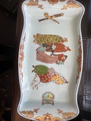 Japanese Porcelain Hand Painted Dutch Traders - Arita \/ Kutani Ware Tray