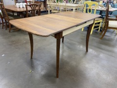 Vintage Art Deco Wooden Dining Table with Leaf