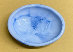 1987 Vintage Avon Blue Swirl Milk Glass Dish