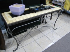 Beveled Glass Top & Iron Sofa Table