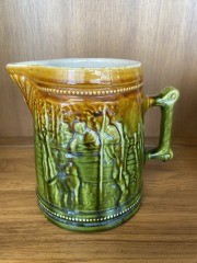 Lg Greenware Pitcher w Family n Dog