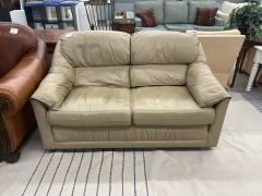 Blonde Leather Loveseat