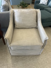 Grey Linen Swivel Rocker