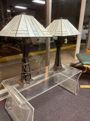 Pair of Tiffany Mission Style Lamps