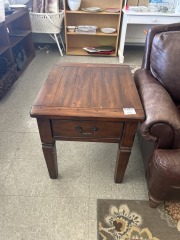 Dark One Drawer End Table