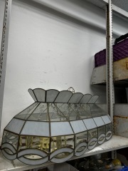 Tiffany Style Floral Etched and Stained Glass Chandelier