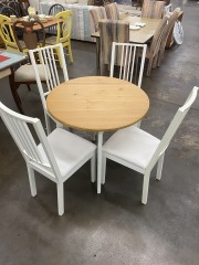 White Farmhouse Dining Set & Four Chairs