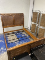 Ornate Carved & Cane Slaaaaay Queen Bed Frame