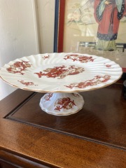 Vtg Crown Staffordshire -Rangoon Pattern Pedestal Cake Plate