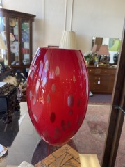 Beautiful Red Vase Embellished w Star Dust Gold