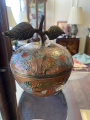 Chinoserie Brass Hand Painted Enamel Apple