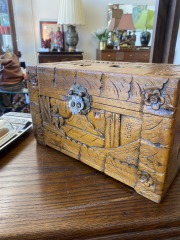 Vtg Deep Carved Camphor  Wooden Box