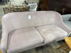Feather Pink Velvet Sofa