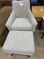 Grey weave swivel chair with ottoman