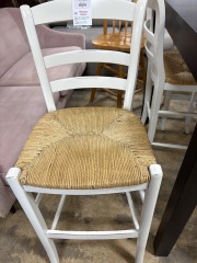 White Wicker High Stool