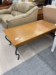 Knotty Pine\/Metal Coffee Table