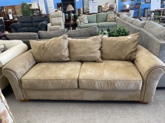 Tan Microsuede Flop Couch